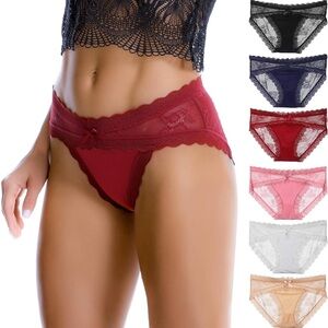Chic Women's Lace Panties Set - Black, Navy, Burgundy, Pink, White, Beige